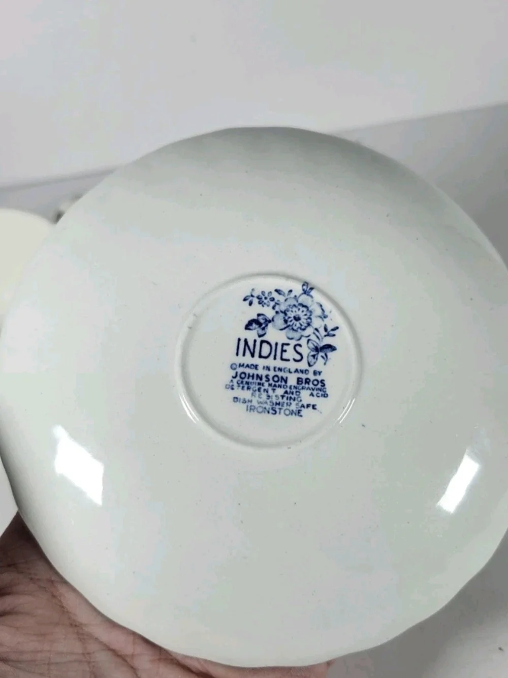Vintage Johnson Bros Ironstone Indies Blue White Tea Coffee Cup Saucer Set VTG